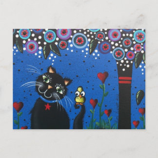 Lori Everett_ Day Of The Dead, Black Cat, Cute Art Postcard