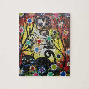 Lori Everett_ Day Of The Dead,Cat, Skull, Puzzles