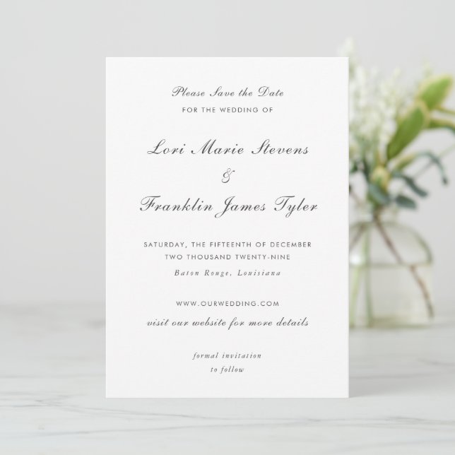 Lori Formal Elegant Wedding Save The Date (Standing Front)