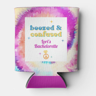 LORI Tie Dye Dazed Engaged 70s Retro Bachelorette  Can Cooler