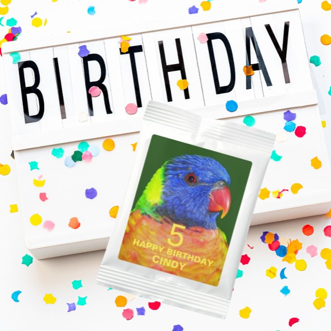 Lorikeet Parrot Personalized Child's Birthday Hot Chocolate Drink Mix (In Situ Birthday Party)