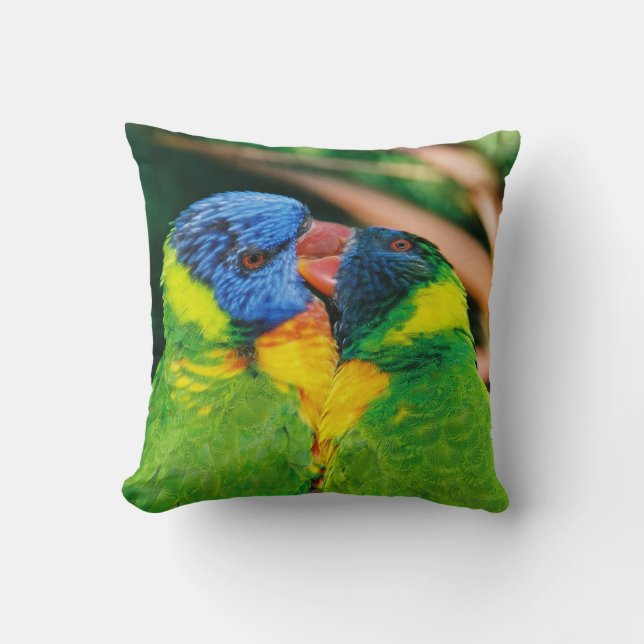 Lorikeets in Love Throw Pillow (Front)