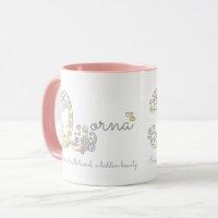 Helen name meaning heart flower H monogram mug