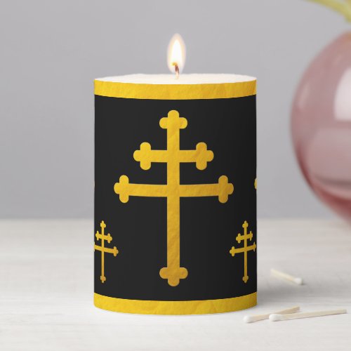 Lorraine Cross gold  black Candle  Christians
