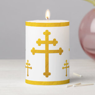 Lorraine Cross gold & white Candle / Christians