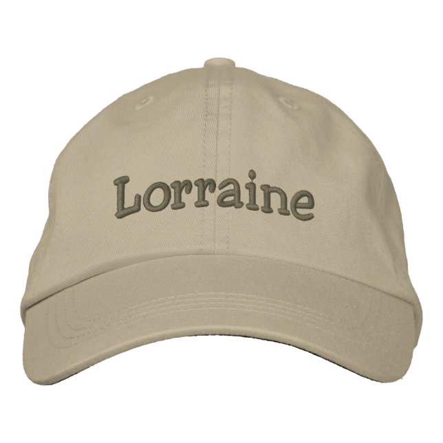 Lorraine Name Embroidered Baseball Cap Khaki (Front)
