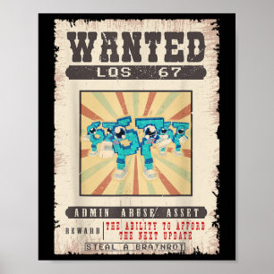 Los 67 Brainrot Funny Wanted Poster For Boys Kids