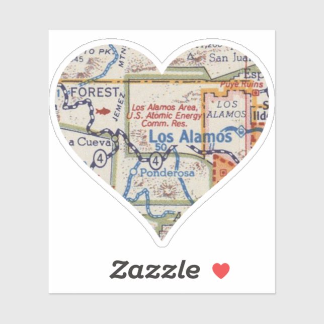 Los Alamos NM Vintage Map Sticker (Sheet)