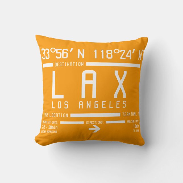 Los Angeles Airport Code Throw Pillow (Front)