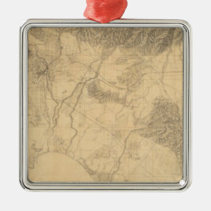 Los Angeles and San Bernardino Topography Metal Ornament