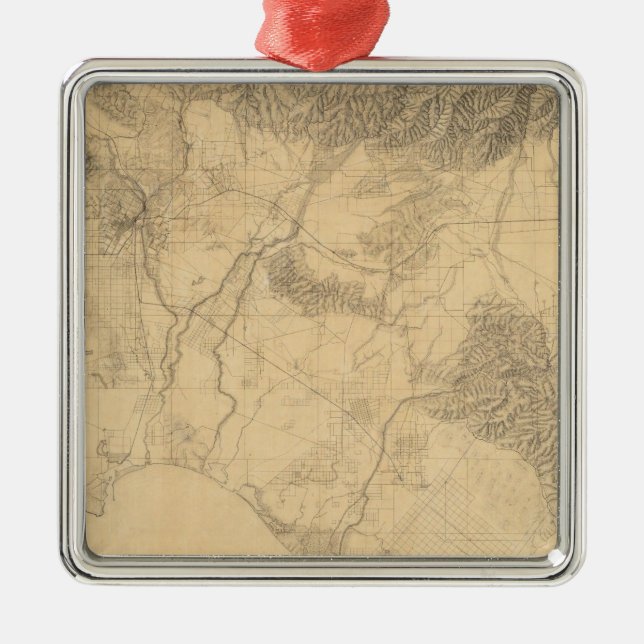 Los Angeles and San Bernardino Topography Metal Ornament (Front)