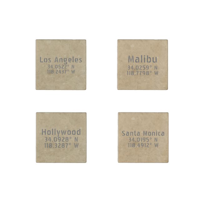 Los Angeles Area Map Coordinates Set Stone Magnet (Front)
