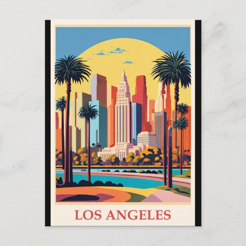 Los Angeles Art Deco illustration Postcard