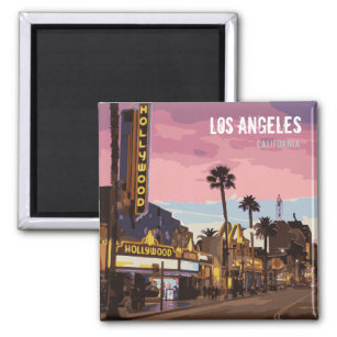 Los Angeles At Night Purple Club magnet
