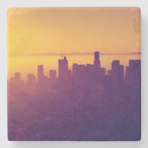 Los Angeles at sunset Stone Coaster