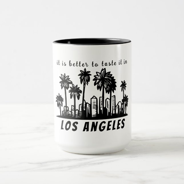 Los Angeles Black monochrome Logo with your Text Mug (Center)