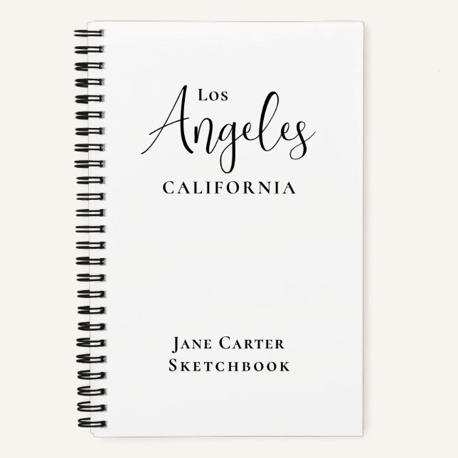 Los Angeles Black Script White Sketchbook Notebook (Front)