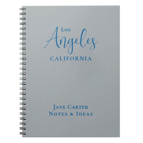 Los Angeles Blue Script Silver Gray Notebook