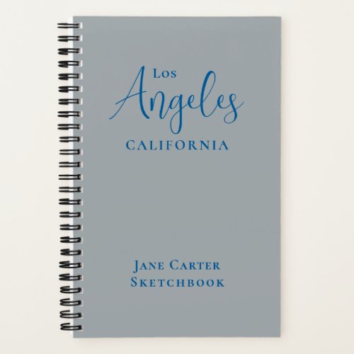 Los Angeles Blue Script Silver Gray Sketchbook Notebook