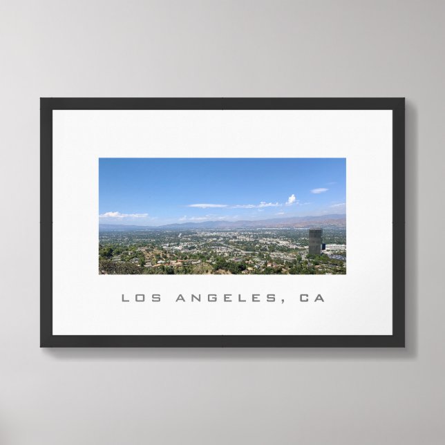 Los Angeles CA Cityscape View Travel Poster (Framed Front)