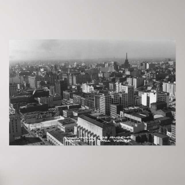 Los Angeles, CA Downtown View from City Hall Poster (Front)