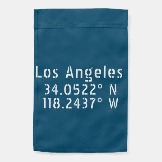 Los Angeles CA Latitude Longitude Blue  Garden Flag