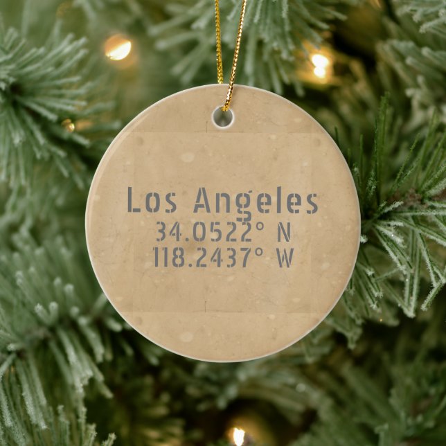 Los Angeles CA Latitude Longitude Ceramic Ornament (Tree)