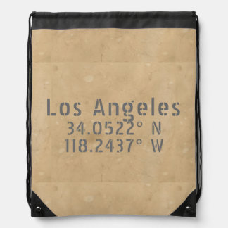 Los Angeles CA Latitude Longitude Drawstring Bag