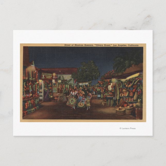 Los Angeles, CA - Olvera Street Postcard (Front)