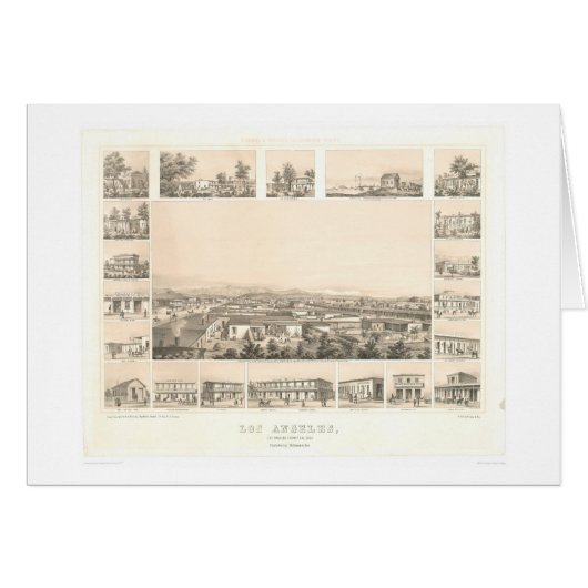Los Angeles, CA. Panoramic Map 1857 (0903A) Cards (Front Horizontal)