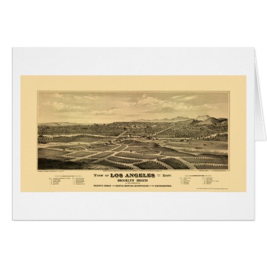 Los Angeles, CA Panoramic Map - 1877 Cards (Front Horizontal)