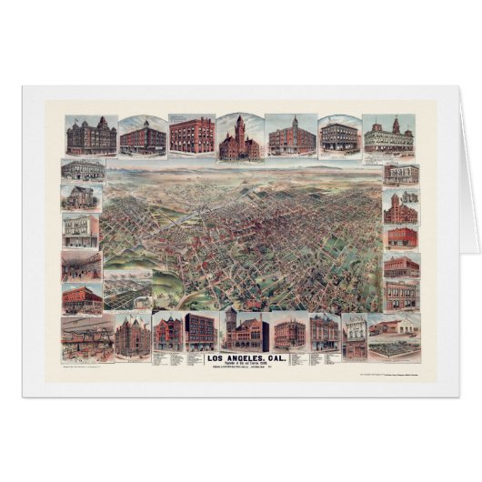 Los Angeles, CA Panoramic Map - 1891 Cards (Front Horizontal)