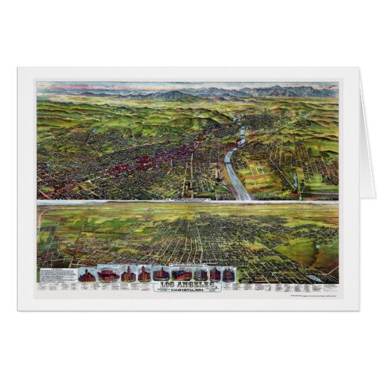 Los Angeles, CA Panoramic Map - 1894 Cards (Front Horizontal)