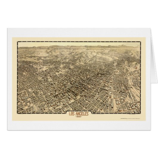 Los Angeles, CA Panoramic Map - 1909 Cards (Front Horizontal)