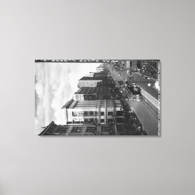 Los Angeles, CA View of Broadway Looking North Canvas Print (Front)