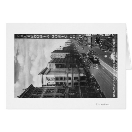 Los Angeles, CA View of Broadway Looking North Cards (Front Horizontal)