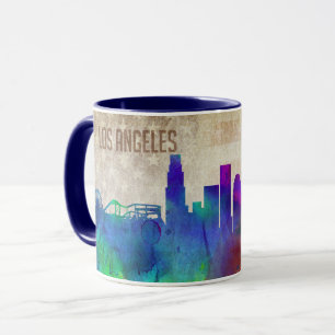 Los Angeles, CA Watercolor City Skyline Mug