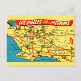 Los Angeles Calfornia Road Map  Postcard