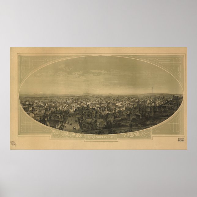 Los Angeles California 1888 Panoramic Map Poster (Front)