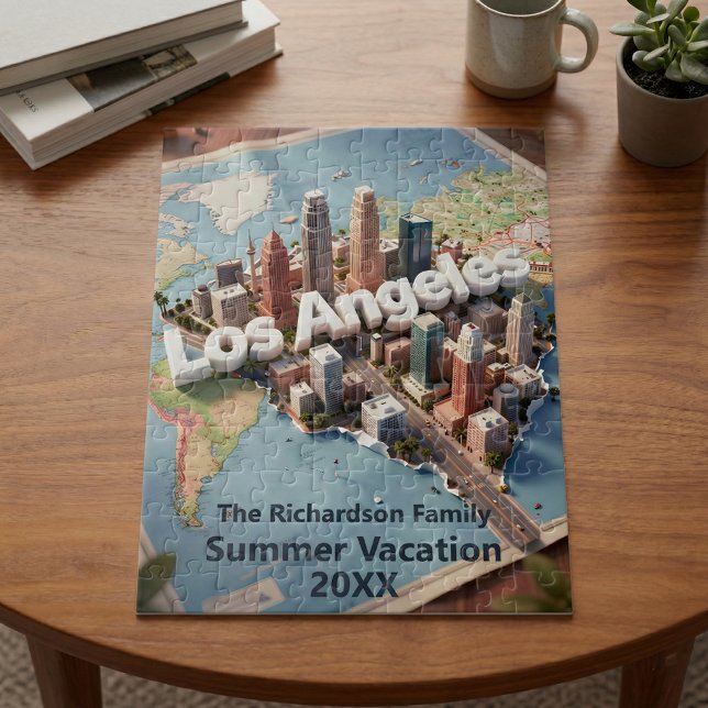 Los Angeles California 3D Skyline Map Vacation Jigsaw Puzzle (Creator Uploaded)