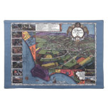 Los Angeles, California, Antique Aerial City Map Cloth Placemat