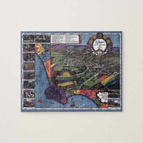 Los Angeles California Antique Aerial City Map Jigsaw Puzzle