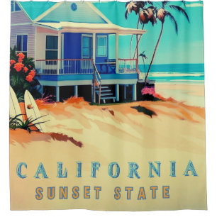 Los Angeles california beach home decor  Shower Curtain