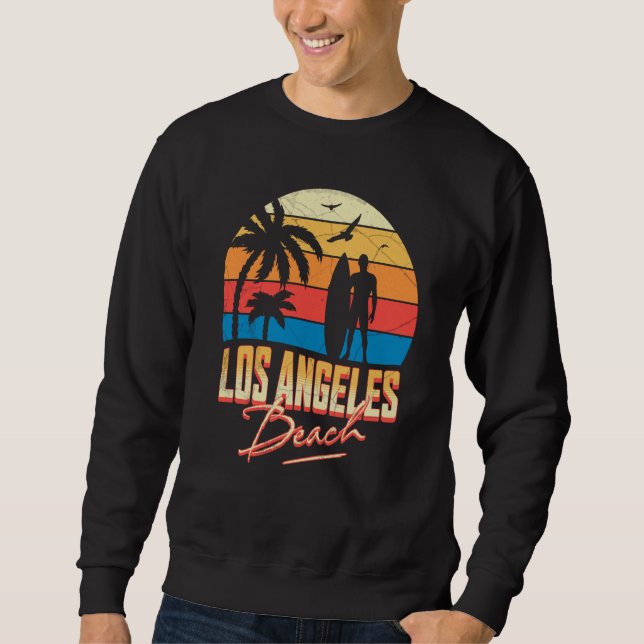 Los Angeles California Beach Surfing Surf Summer V Sweatshirt (Front)