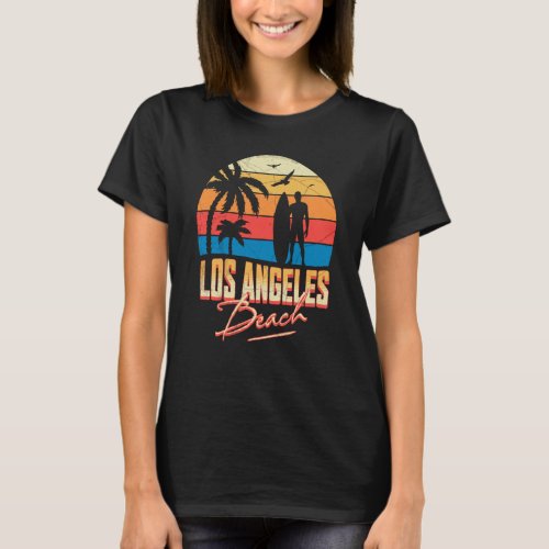 Los Angeles California Beach Surfing Surf Summer V T_Shirt