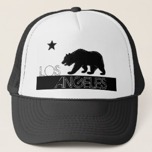 Los Angeles California black white bear flag hat