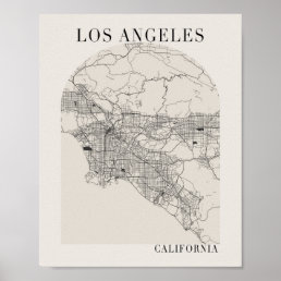 Los Angeles California Boho Arch Street Map Poster