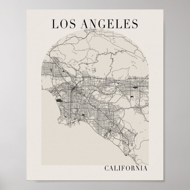 Los Angeles California Boho Arch Street Map Poster (Front)