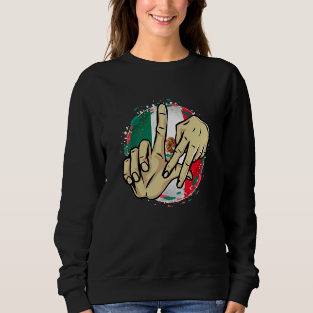 Los Angeles California Chicano Mexico Flag LA Hand Sweatshirt (Front)