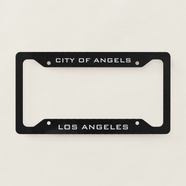 Los Angeles California City of Angels Black  License Plate Frame (Front)